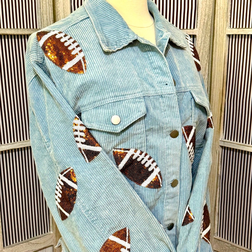 Corduroy Sequin FOOTBALL Jacket NWOT